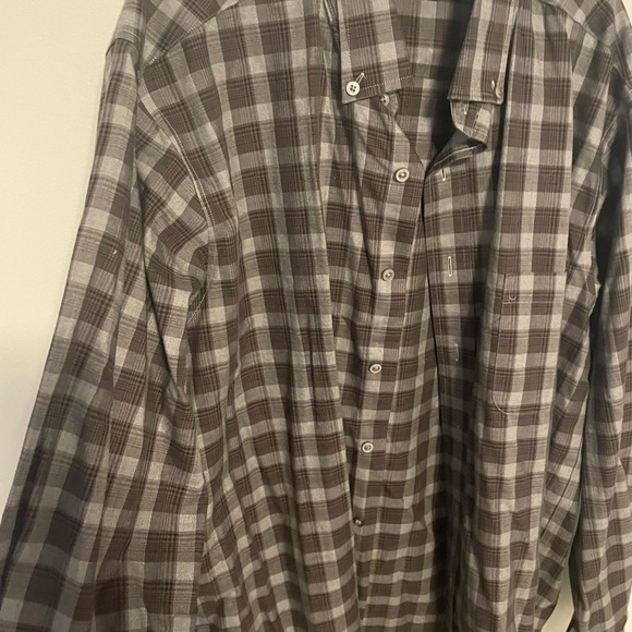 Kirkland Signature Gray and Brown Plaid Shirt - Picture 2 of 4